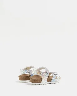 Mini girls white Birkenstock hologram sandals