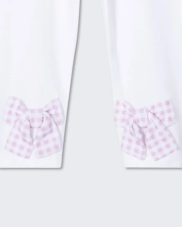Mini girls white bow hem leggings