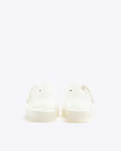 Mini girls white pearl flower jelly sandals