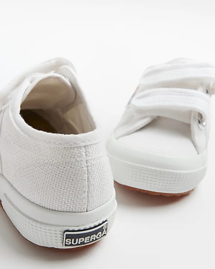 Mini girls white superga velcro shoes