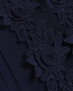 Navy floral tie waist shift mini dress