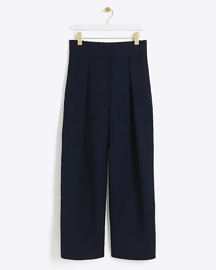 Navy high waisted wide leg trousers