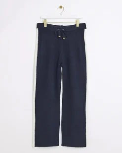 Navy Knit Straight Fit Joggers