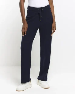 Navy Knit Straight Fit Joggers