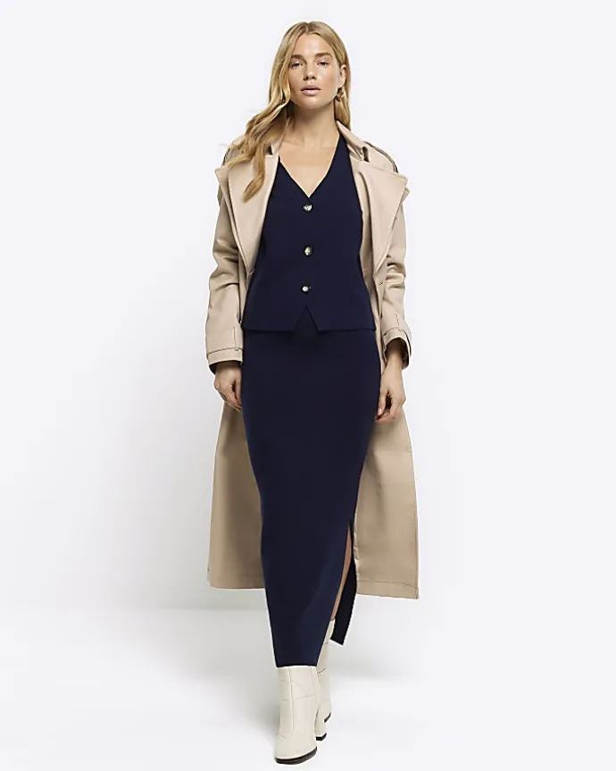 Navy knit waistcoat