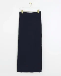 Navy knitted maxi skirt