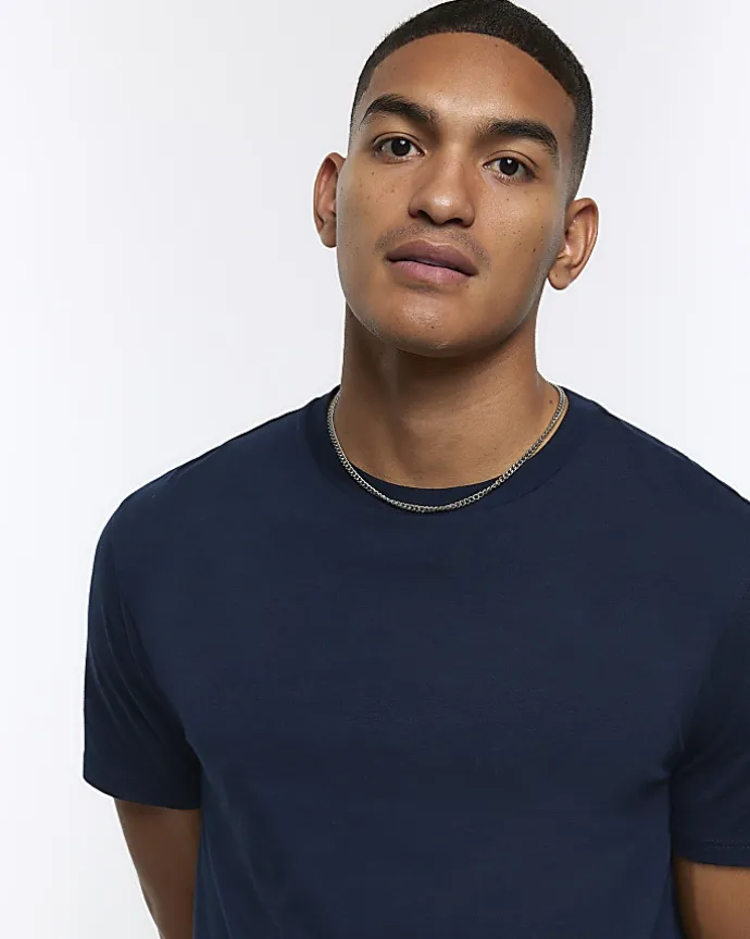 Navy multipack of 5 slim fit t-shirts