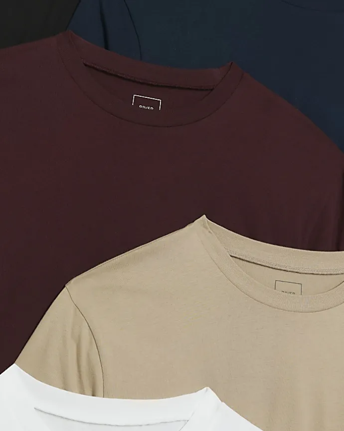 Navy multipack of 5 slim fit t-shirts