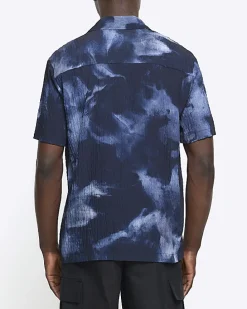 Navy regular fit abstract shirt