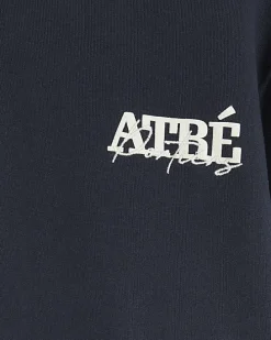 Navy regular fit embossed graphic hoodie