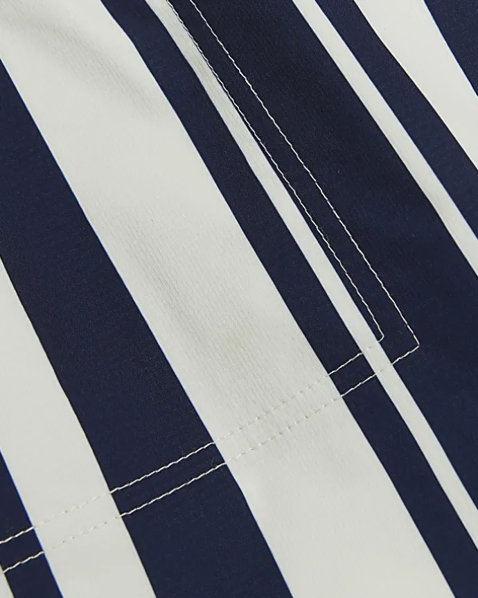 Navy regular fit stripe swim shorts