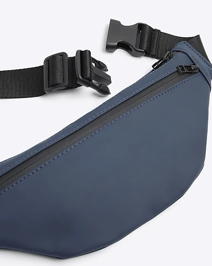 Navy Rubberised Zip Bum bag