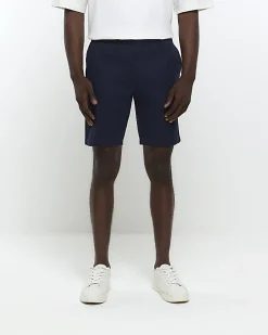 Navy skinny fit chino short