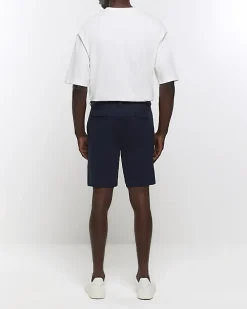 Navy skinny fit chino short