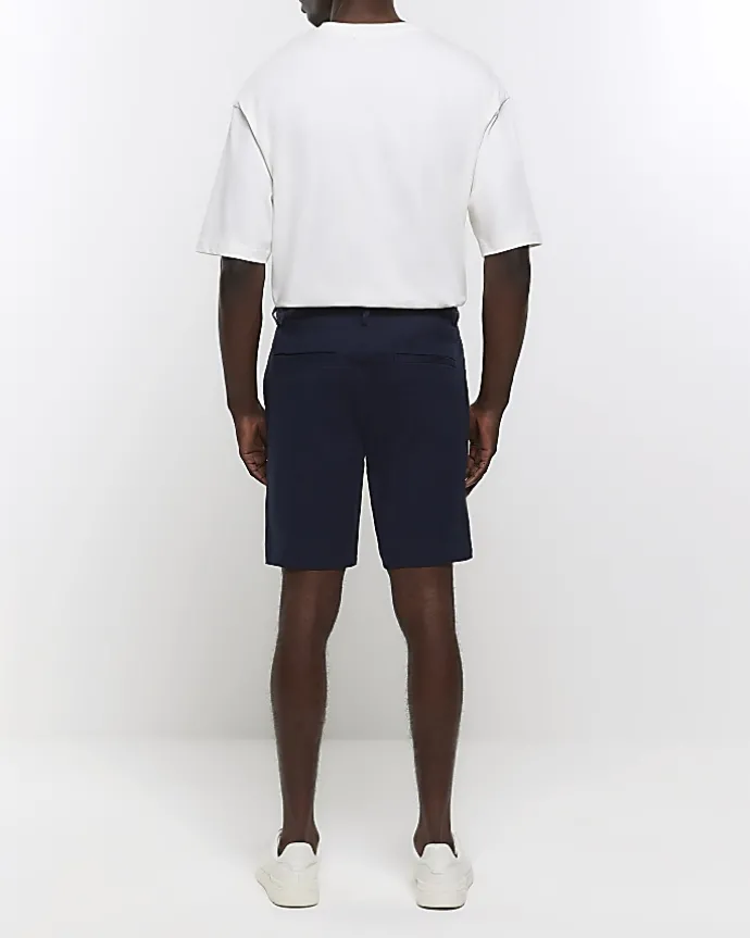 Navy skinny fit chino short