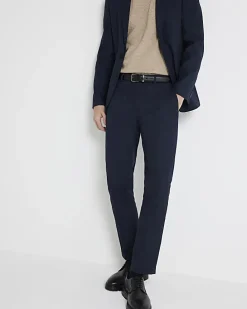 Navy skinny fit twill suit trousers