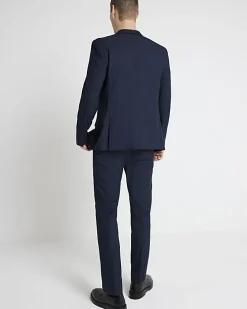 Navy skinny fit twill suit trousers