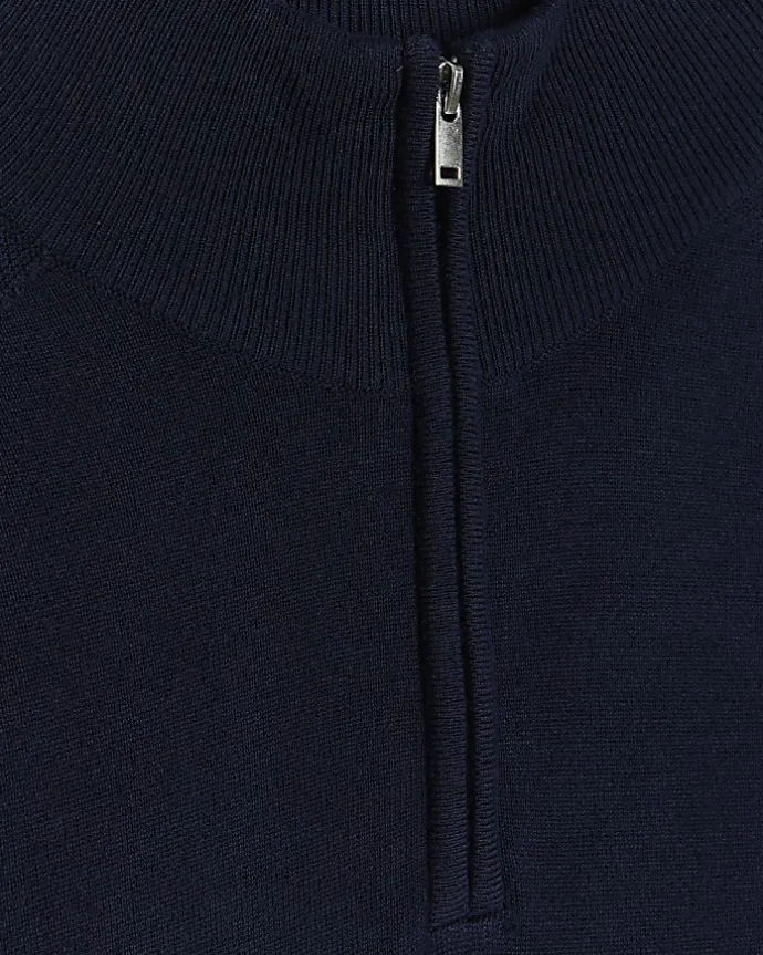 Navy slim fit half zip jumper