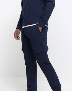 Navy slim fit smart cargo joggers