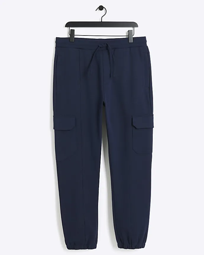 Navy slim fit smart cargo joggers