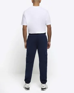 Navy slim fit smart cargo joggers