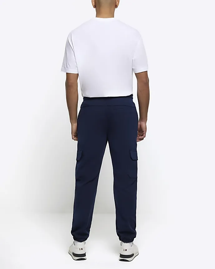 Navy slim fit smart cargo joggers
