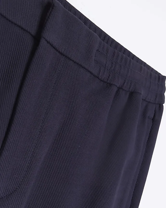 Navy slim fit twill pull on smart joggers