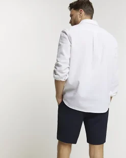 Navy Slim Fit Waffle Shorts