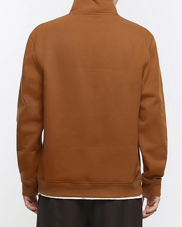 Orange regular fit funnel sweatshirt