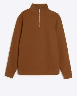 Orange regular fit funnel sweatshirt