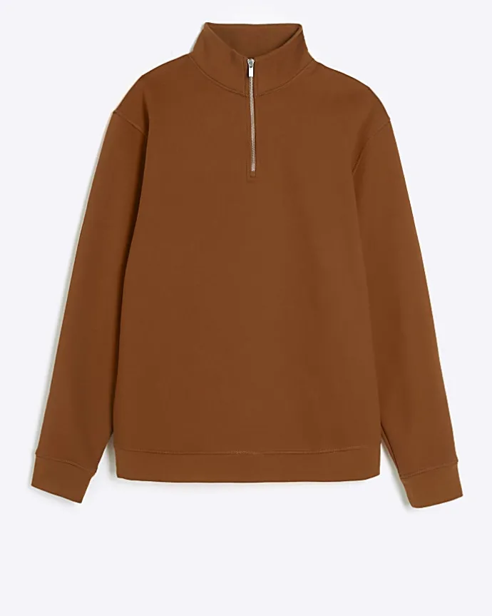 Orange regular fit funnel sweatshirt