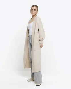 Petite beige longline cosy cardigan