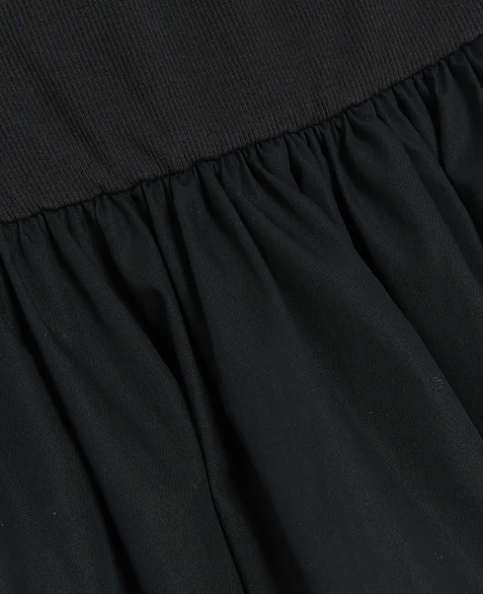 Petite black bandeau prom midi dress