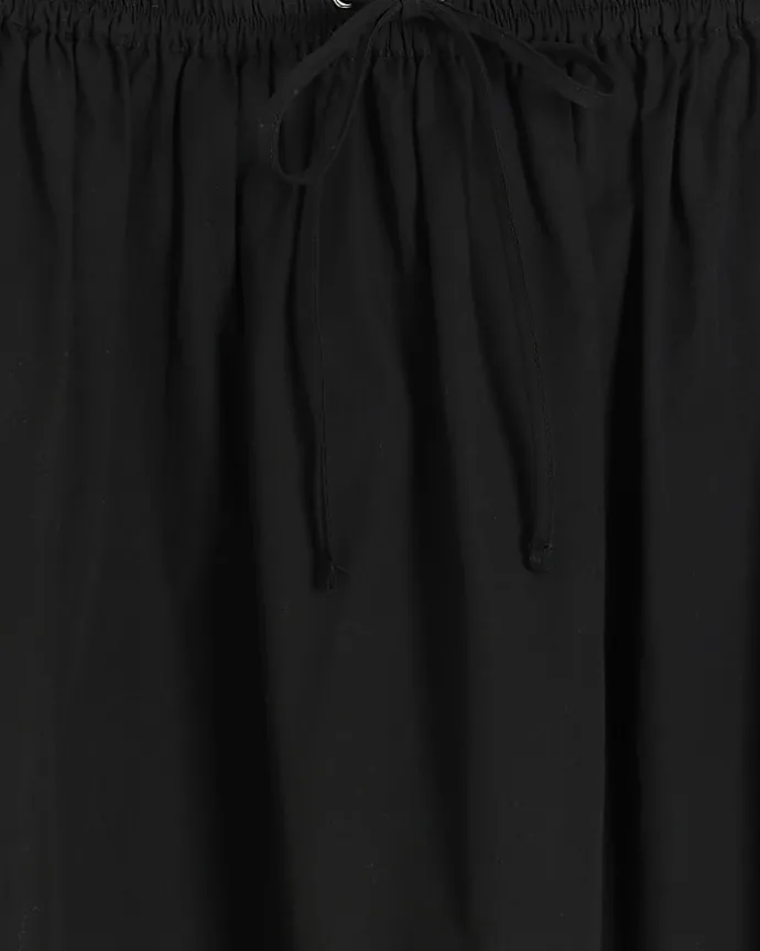 Petite black elasticated waist maxi skirt