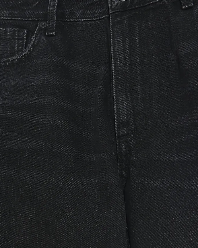 Petite black high waisted straight leg jeans