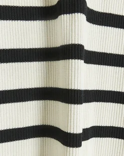 Petite black rib stripe bodycon midi dress