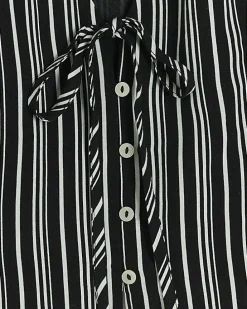 Petite black stripe tie up waistcoat