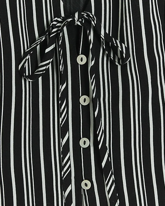 Petite black stripe tie up waistcoat
