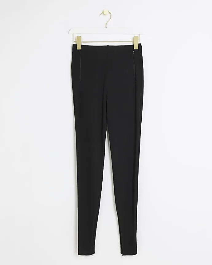 Petite black zip hem leggings