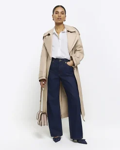 Petite blue high waisted straight jeans