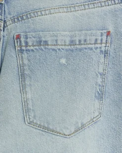Petite blue patch stove straight jeans