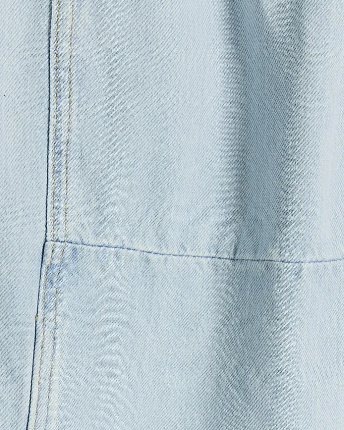 Petite blue seamed denim maxi skirt