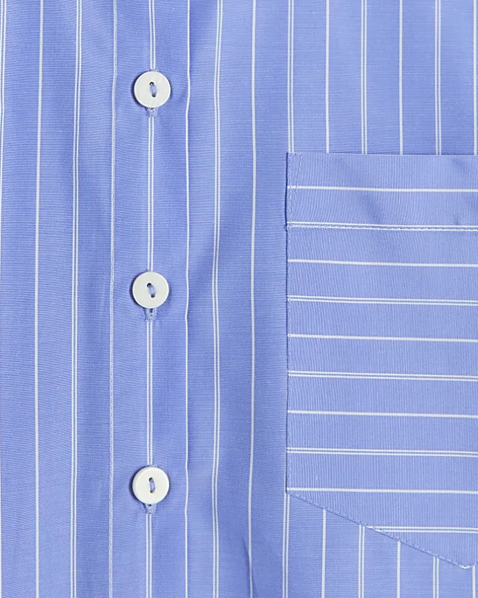 Petite blue stripe crop shirt