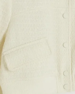 Petite cream boucle tailored bomber jacket