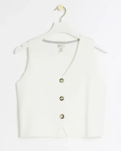 Petite cream knit waistcoat