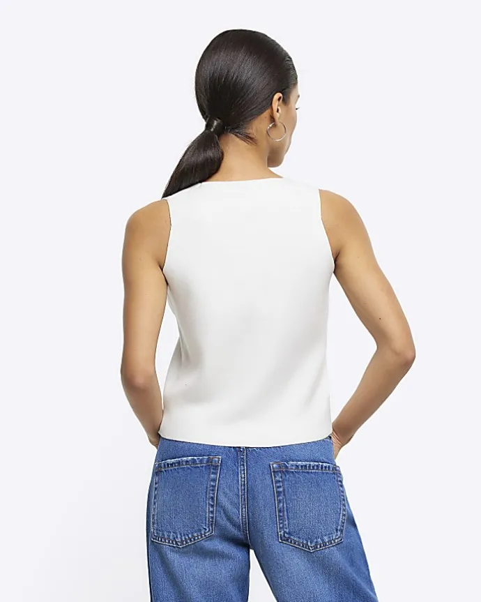 Petite cream knit waistcoat