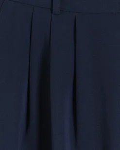 Petite navy side stripe wide leg trousers
