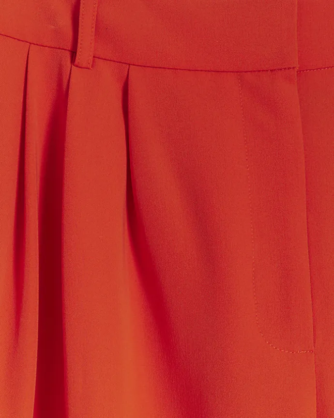 Petite red side stripe wide leg trousers