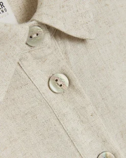 Petite stone crop shirt with linen