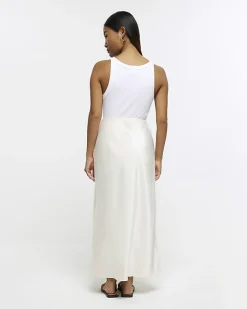 Petite stone satin maxi skirt